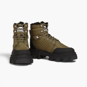 Ganni Faux Shearling Lined Shell Hiking Boots